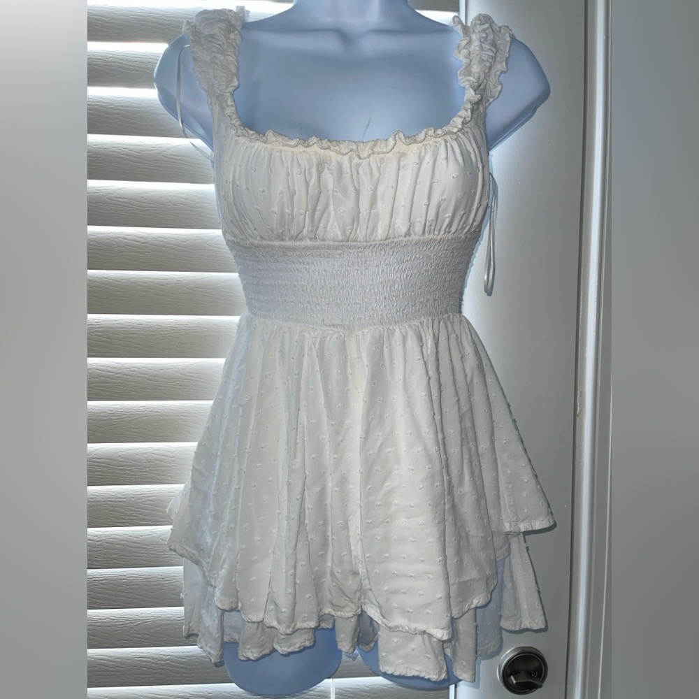 Urban Outfitters Ruffled Straps Ribbed Waist Romper
